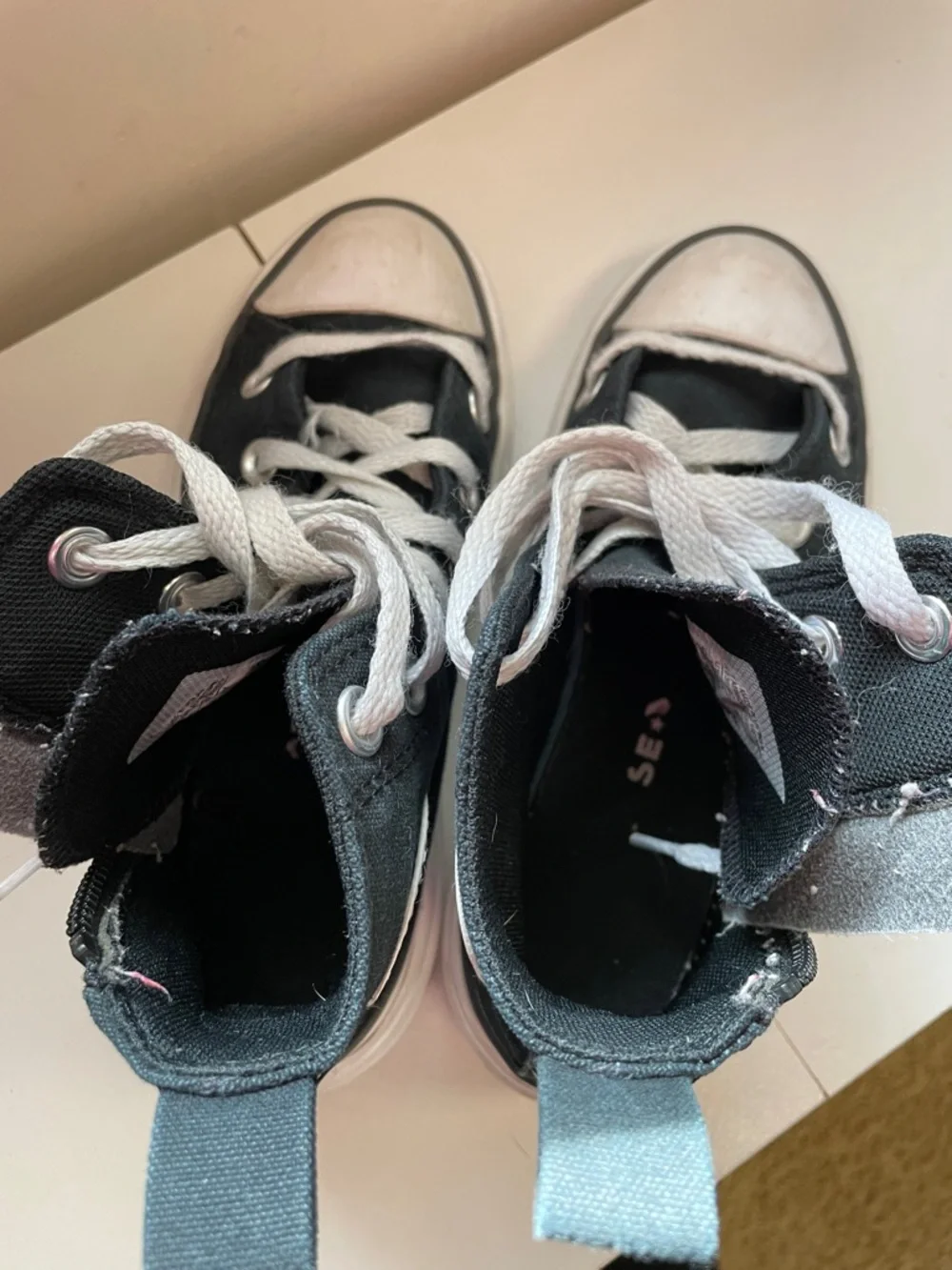 Converse Kids Black High-Top platform Canvas Sneakers